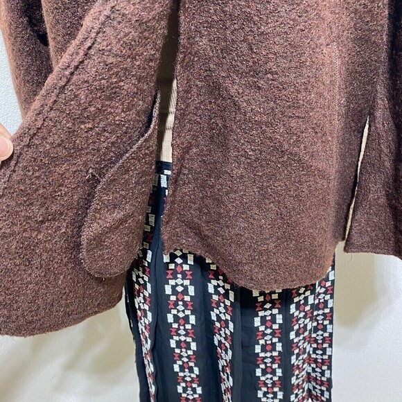 Lark Lane 100% Wool Fringe Brown Shawl/ Cardigan Size Large - Picture 7 of 12